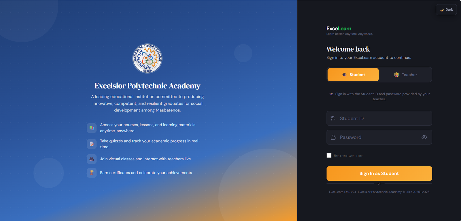 ExceLearn — Learning Management System screenshot