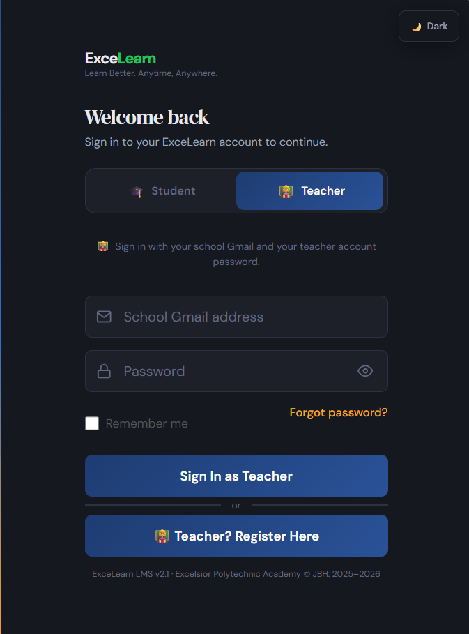 ExceLearn — Learning Management System screenshot