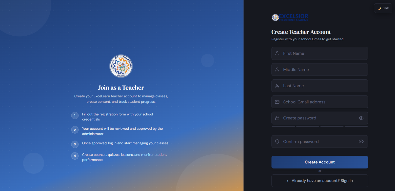 ExceLearn — Learning Management System screenshot