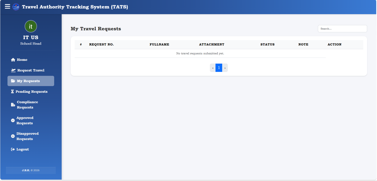 TATS— Travel Authority Tracking System screenshot