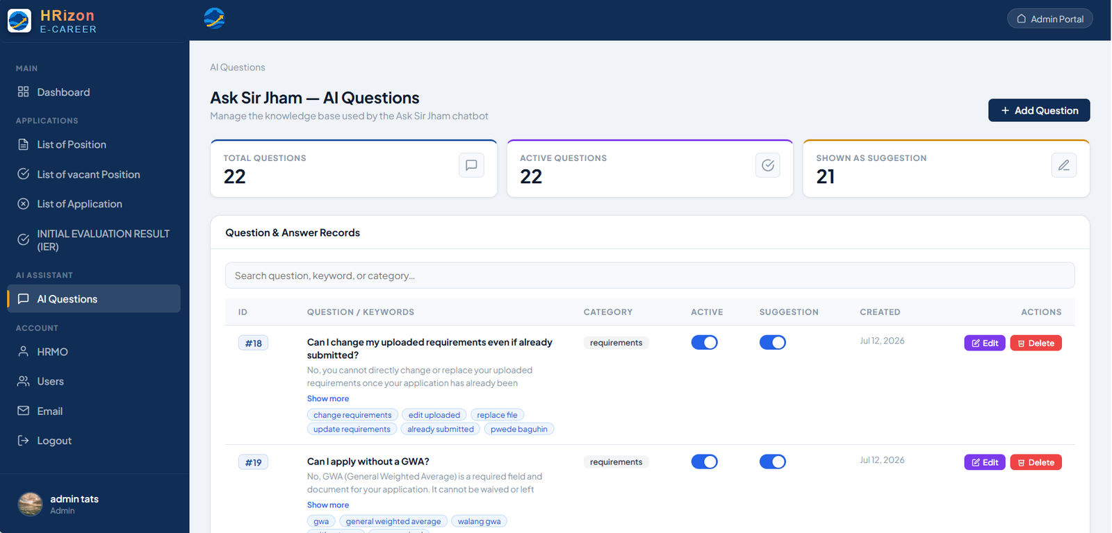 HRizon — e-Career Portal screenshot