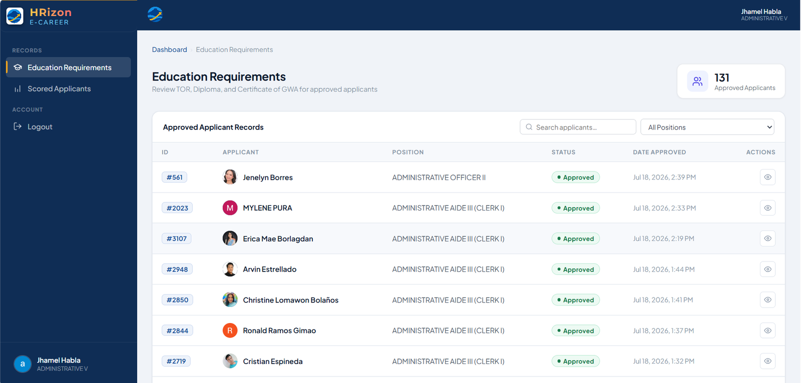 HRizon — e-Career Portal screenshot