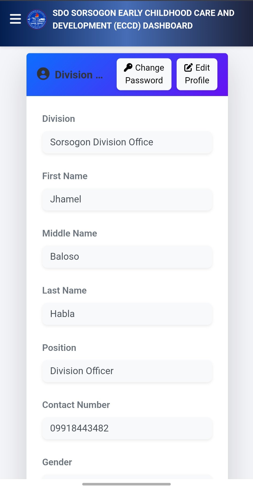 ECCD Dashboard-SDO Sorsogon Early Chlidhood Care and Development screenshot